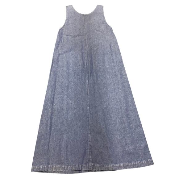 90s Vintage Jane Ashley Denim Jumper Dress Christmas Embroidered Snowman Teacher - Picture 2 of 10